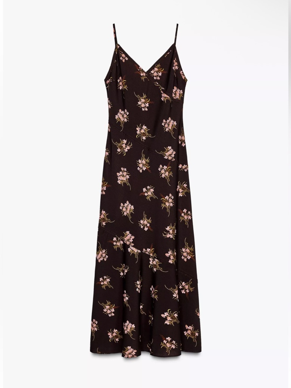 Floral Slip Maxi Dress in Dark Brown